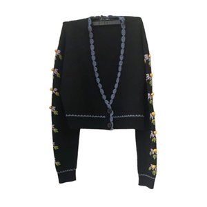 Navy blue embroidered cardigan